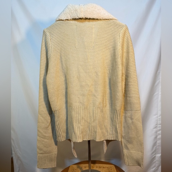 Cavalini Sherpa Lined Open Front Cardigan Jacket Women’s Size L Mixed Textures - Picture 4 of 5